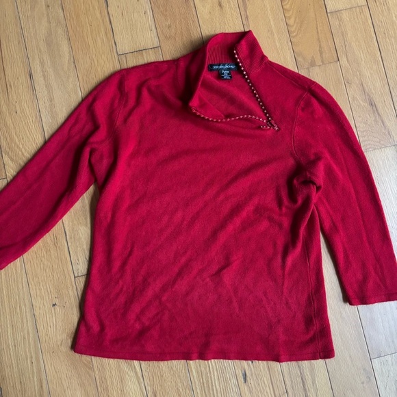 Vintage Rare Y2K Red Turtleneck with rhinestone zipper - Picture 2 of 5